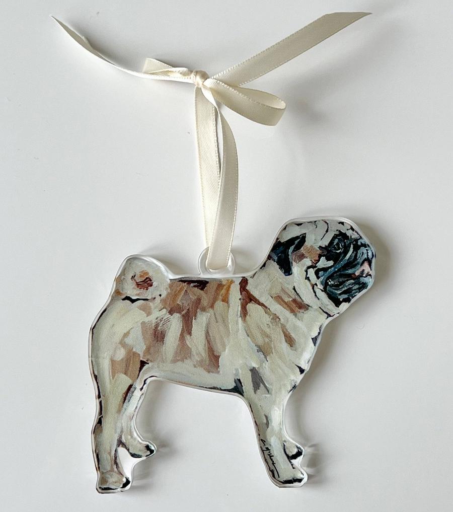 Chelsea McShane Art Pug Fawn Ornament