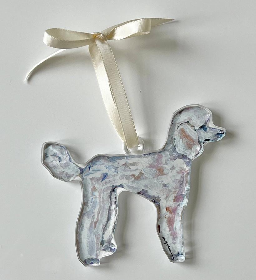 Chelsea McShane Art White Poodle Ornament