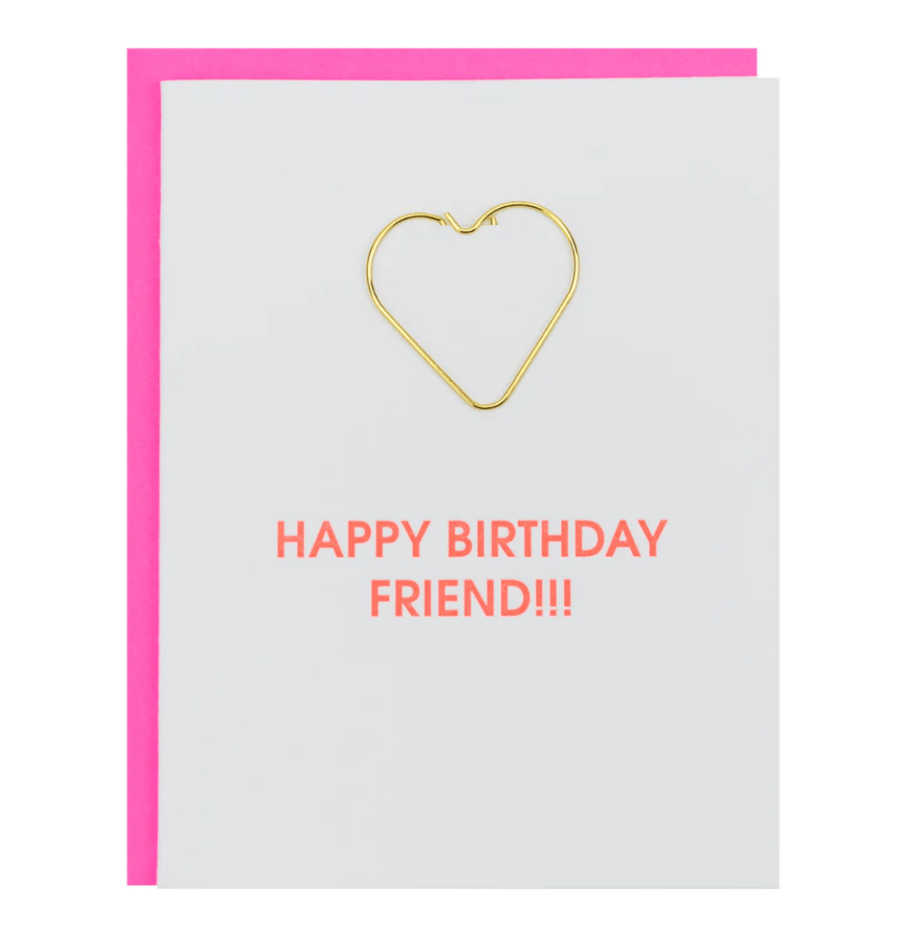 Chez Gagne Greeting Cards HBD Friend - Heart PaperClip Card