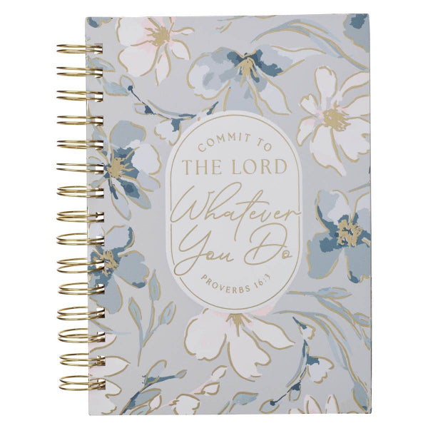 Christian Art Gifts Journal Wirebound Floral Commit to the Lord Prov. 16:3
