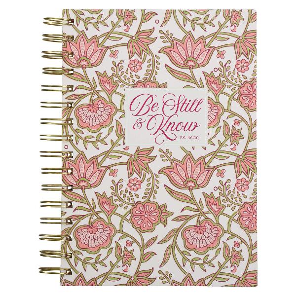 Christian Art Gifts Journal Wirebound Pink Be Still & Know Ps. 46:10