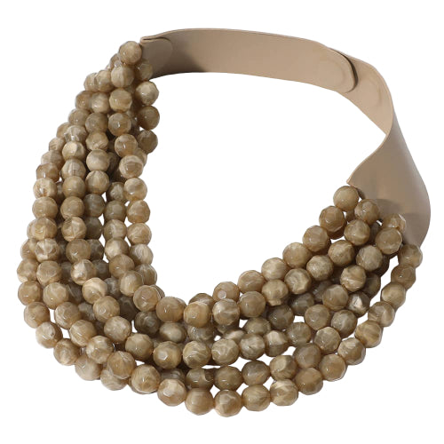 Chunky Acrylic Bead Layered Faux Leather Magnetic Necklace
