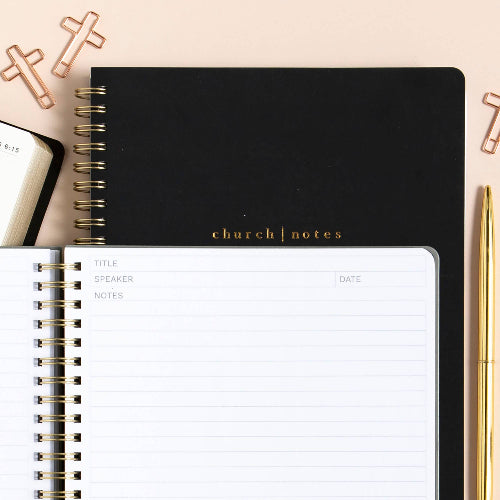 Church Notes Co. Black Church Notes Bible Reference Notebook with Maps