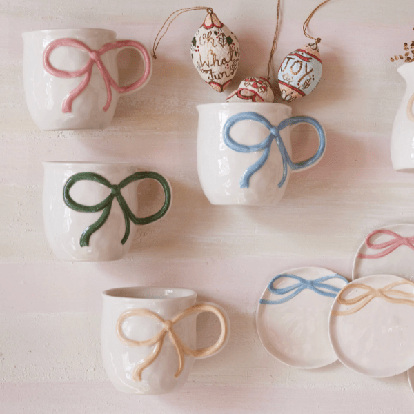 Creative Co-op Gifts Bow Mug (choose color)
