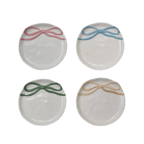 Creative Co-op Gifts Bow Stoneware Dish