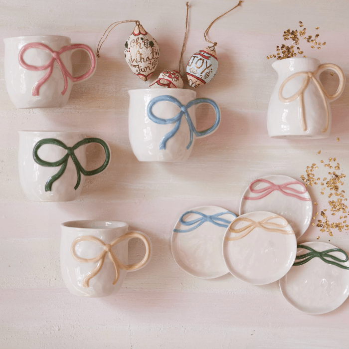 Creative Co-op Gifts Bow Stoneware Dish