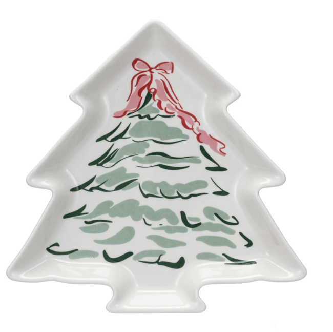 Creative Co-op Christmas Christmas Tree Plate