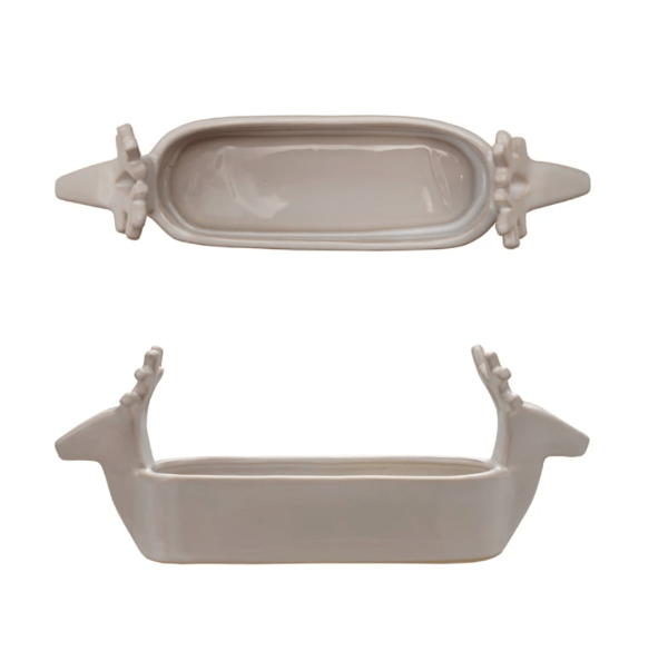 Creative Co-op Christmas Deer Cracker Tray