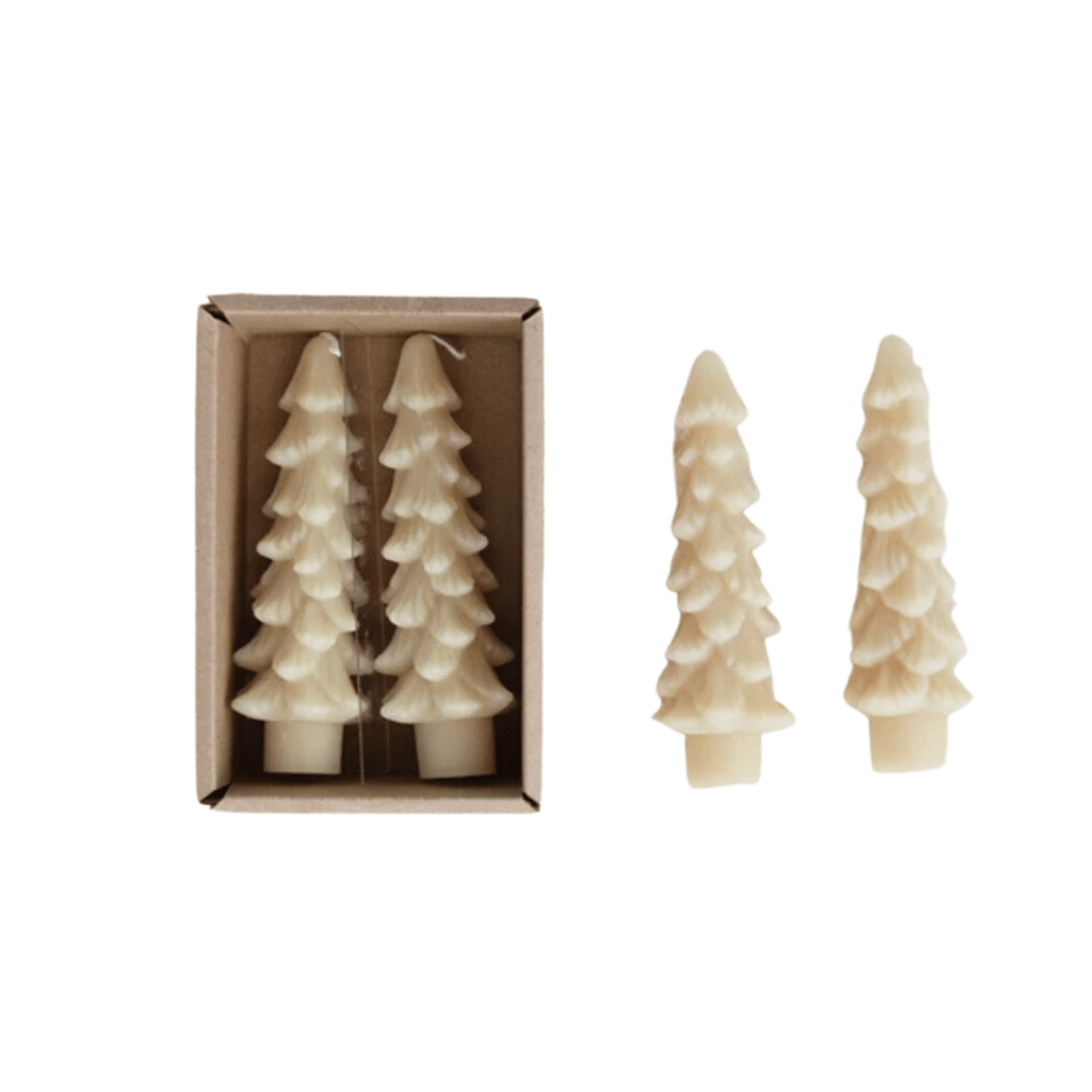 Creative Co-op Christmas Eggnog - Small Tree Taper Candles