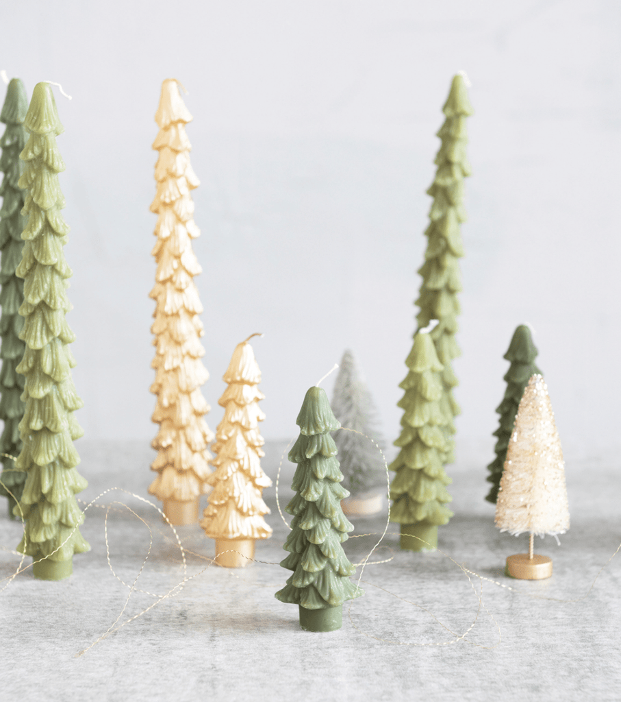 Creative Co-op Christmas Eggnog - Small Tree Taper Candles