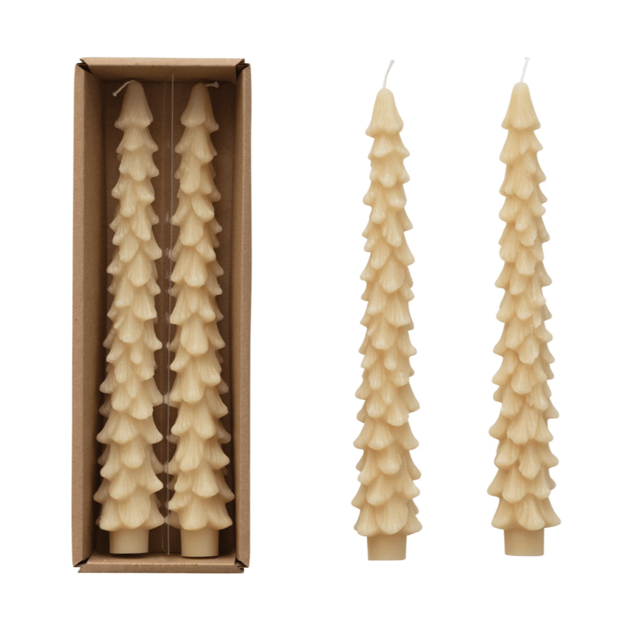 Creative Co-op Christmas Eggnog - Tree Shaped Taper Candles