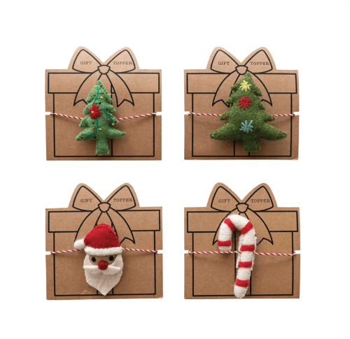 Creative Co-op Christmas Felt Gift Toppers (Select Style)