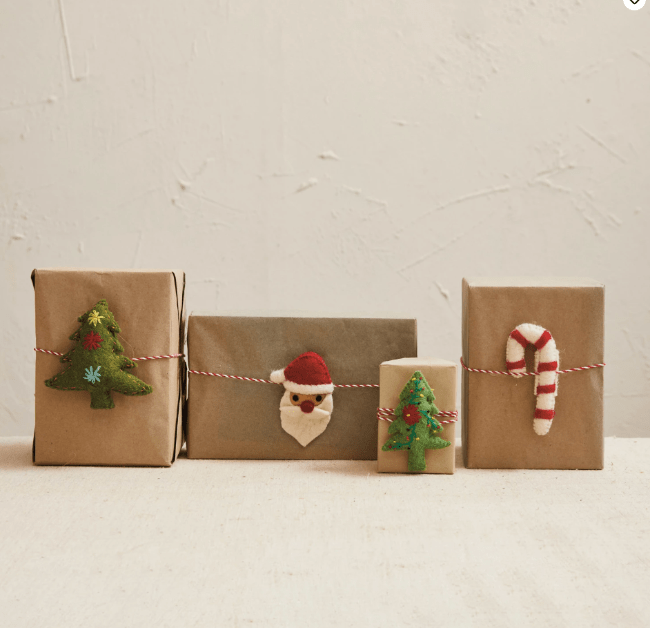 Creative Co-op Christmas Felt Gift Toppers (Select Style)