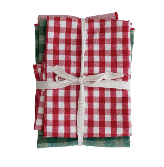 Creative Co-op Christmas Holiday Printed Tea Towels Set3