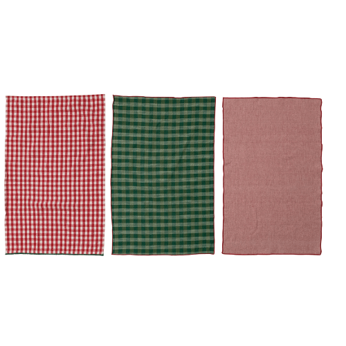 Creative Co-op Christmas Holiday Printed Tea Towels Set3