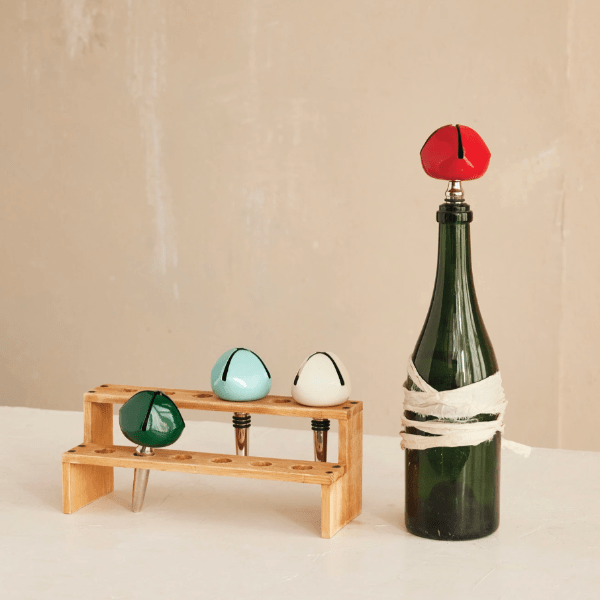 Creative Co-op Christmas Metal Jingle Bell Bottle Stopper (choose color)