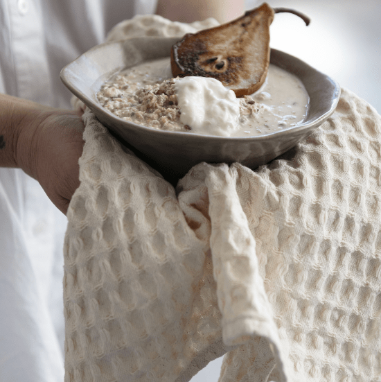 Creative Co-op Natural, Stonewashed Cotton Waffle Weave Towel