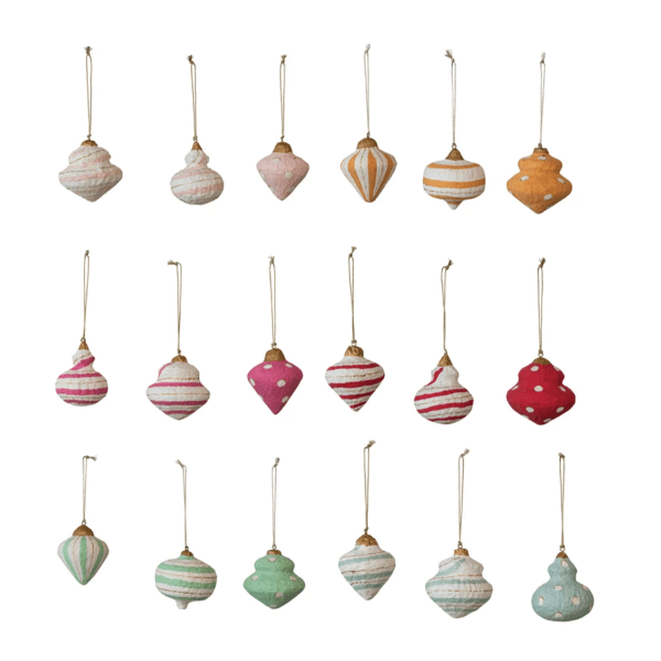 Creative Co-op Christmas Paper Mache Ornaments (Choose Style/Color)