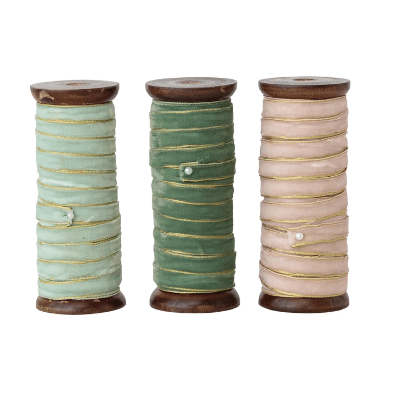 Creative Co-op Gift Wrap Pastel 10 Yard Velvet Ribbon (Select Color)