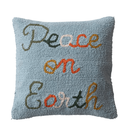 Creative Co-op Christmas Peace on Earth Hook Pillow