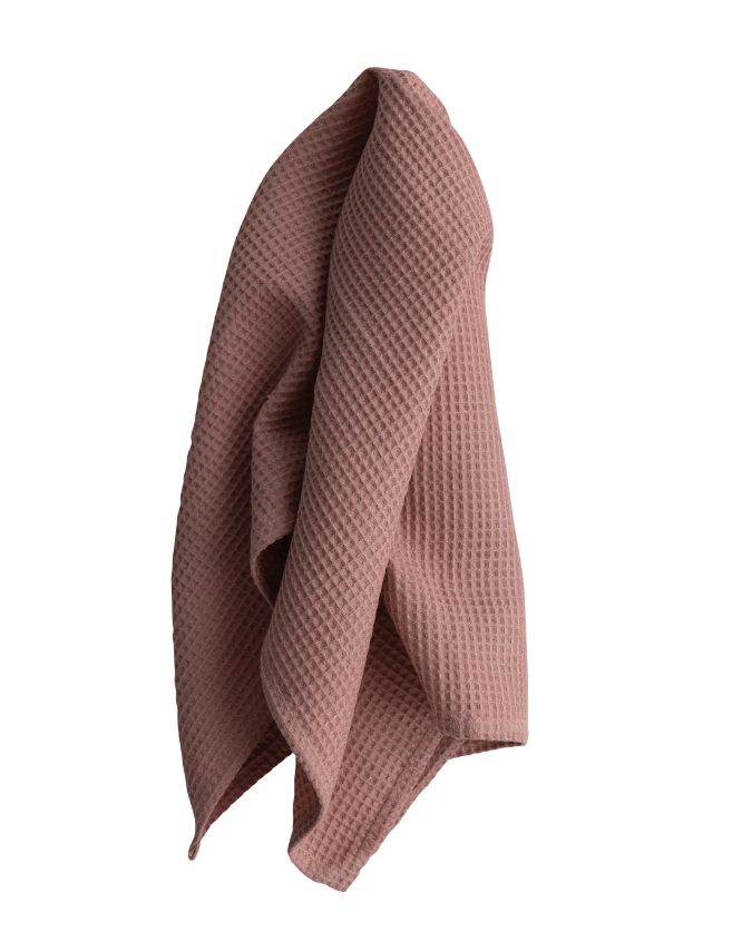 Creative Co-op Pink Putty Linen / Cotton Waffle Weave Towel