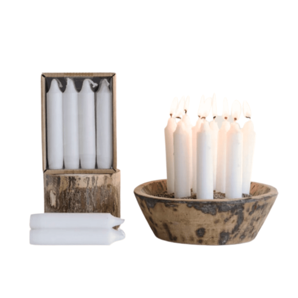 Creative Co-op Accessories Short Taper Candles - Unscented, Cream