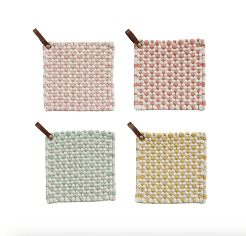 Creative Co-op Accessories Speckled Cotton Crocheted Pot Holder (Select Color)