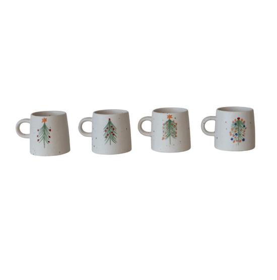 Creative Co-op Christmas Stoneware Mug w Christmas Tree (Select Style)