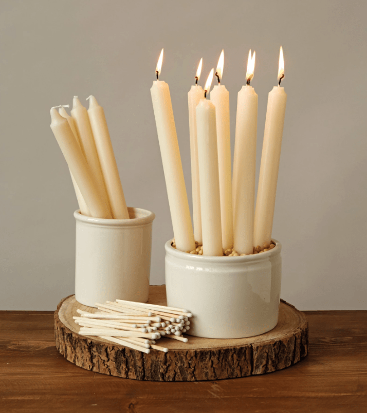 Creative Co-op Accessories Tall Taper Candles - Unscented, Cream