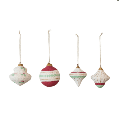 Creative Co-op Christmas Traditional Paper Mache Ornaments (Choose Style)