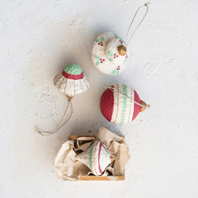 Creative Co-op Christmas Traditional Paper Mache Ornaments (Choose Style)