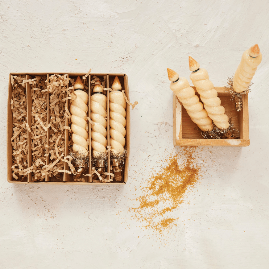 Creative Co-op Christmas Twisted Taper Candle Clip-on Ornaments (SET)