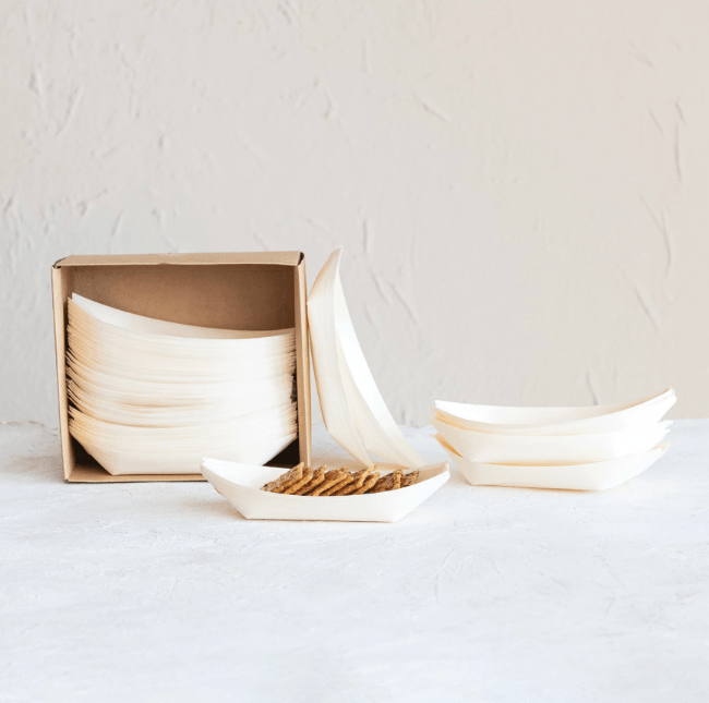 Creative Co-op Wood Snack Boats