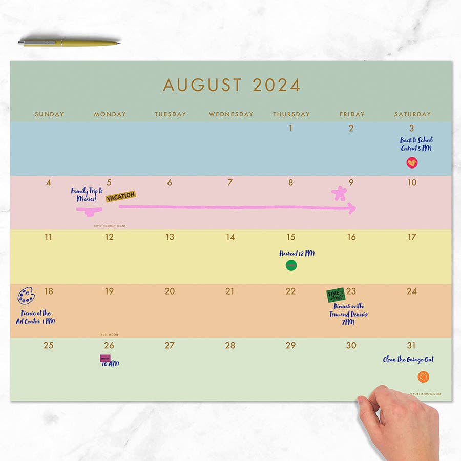 Super Stripe Large Desk Calendar, July 2024 - June 2025