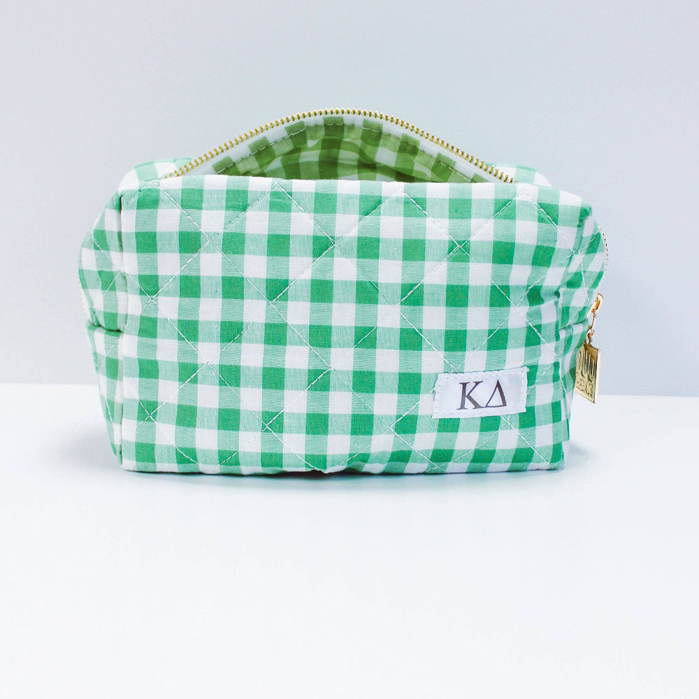 Duo Threads Kappa Delta Sorority Gingham Quilted Makeup Bag