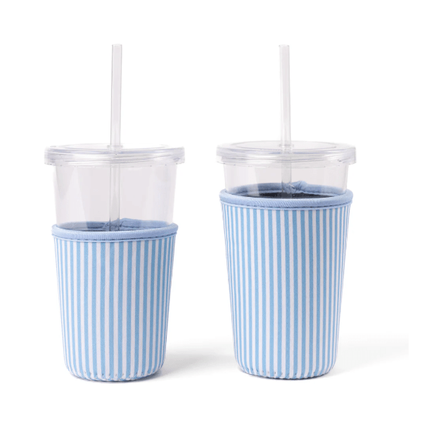 Elyse Breanne Design Blue Stripes Drink Sleeve (Choose Size)