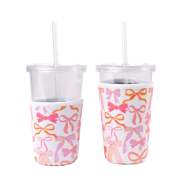 Elyse Breanne Design Pink Bows Drink Sleeve (Choose Size)