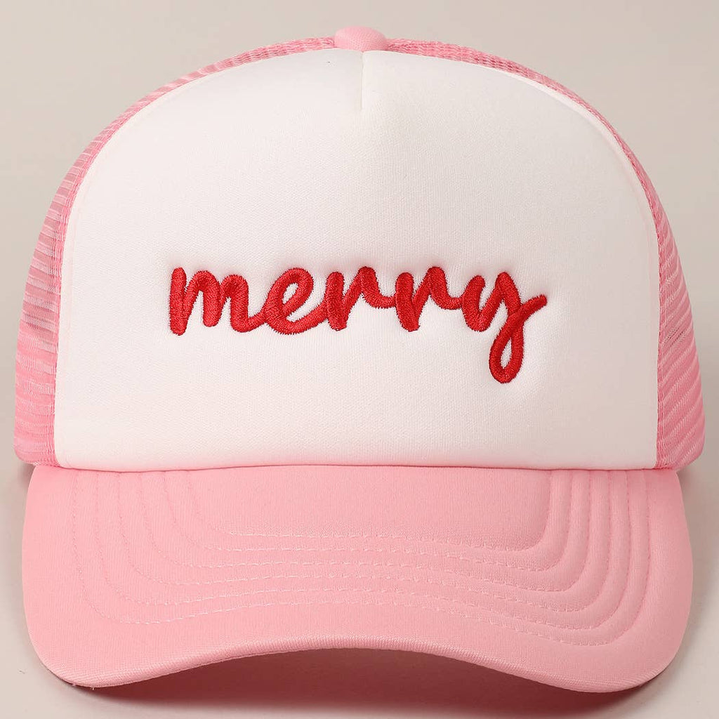 Fashion City Merry Embroidered Trucker Cap