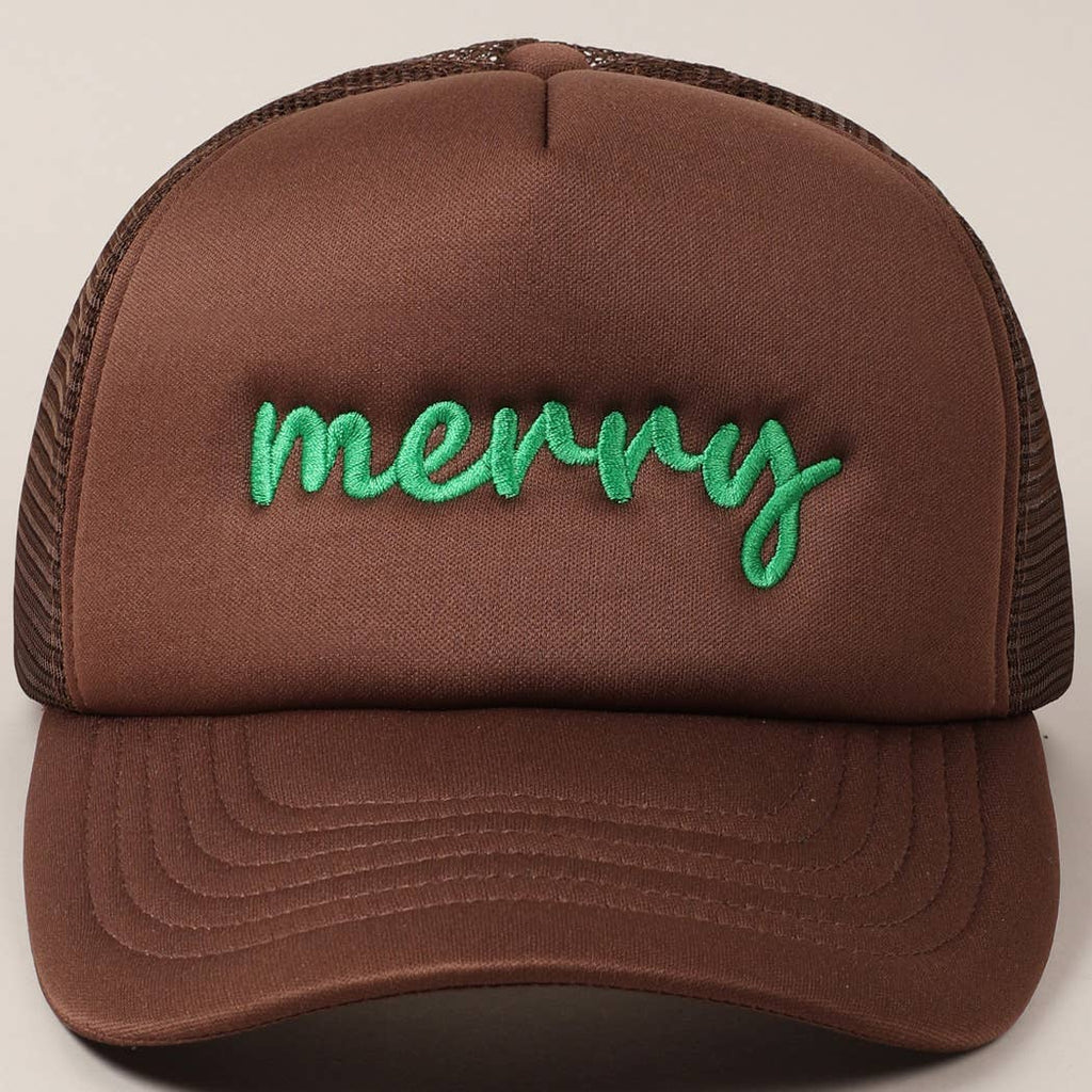 Fashion City Merry Embroidered Trucker Cap