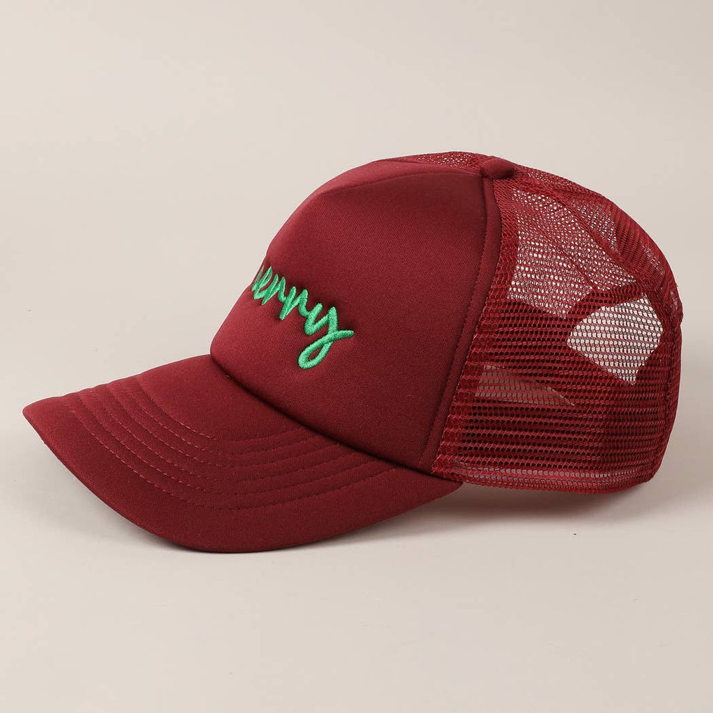 Fashion City Merry Embroidered Trucker Cap