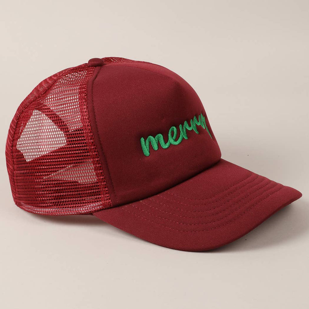 Fashion City Merry Embroidered Trucker Cap