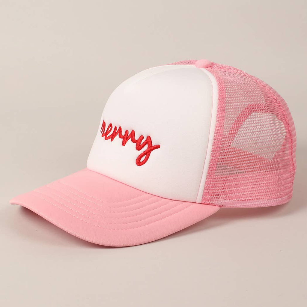 Fashion City Merry Embroidered Trucker Cap