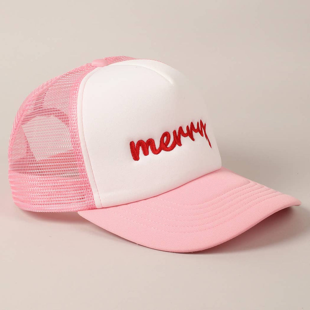 Fashion City Merry Embroidered Trucker Cap