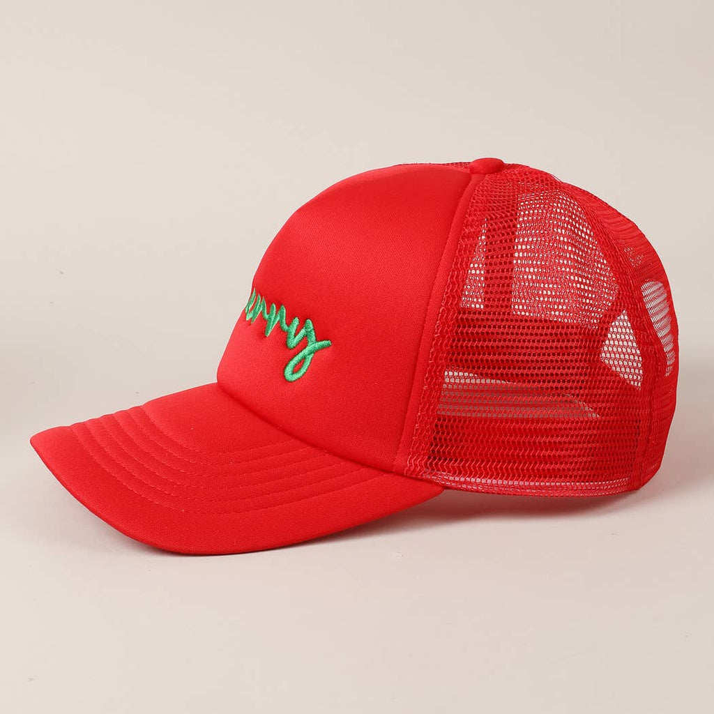 Fashion City Merry Embroidered Trucker Cap