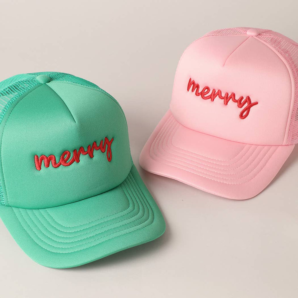 Fashion City Merry  Embroidery Mesh Back Trucker Hat