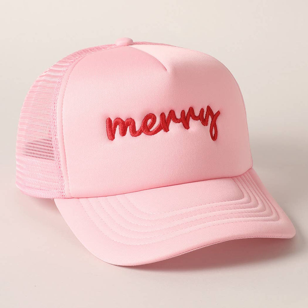 Fashion City Merry  Embroidery Mesh Back Trucker Hat