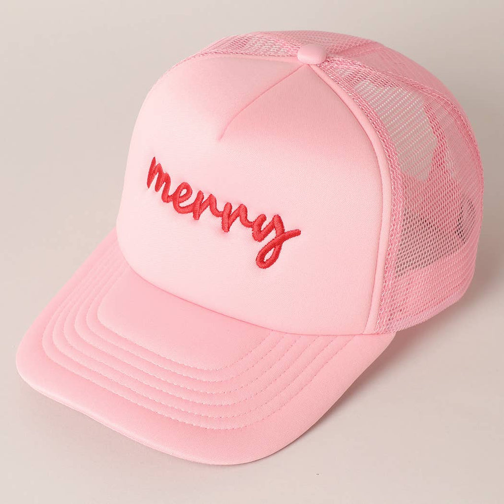 Fashion City Merry  Embroidery Mesh Back Trucker Hat