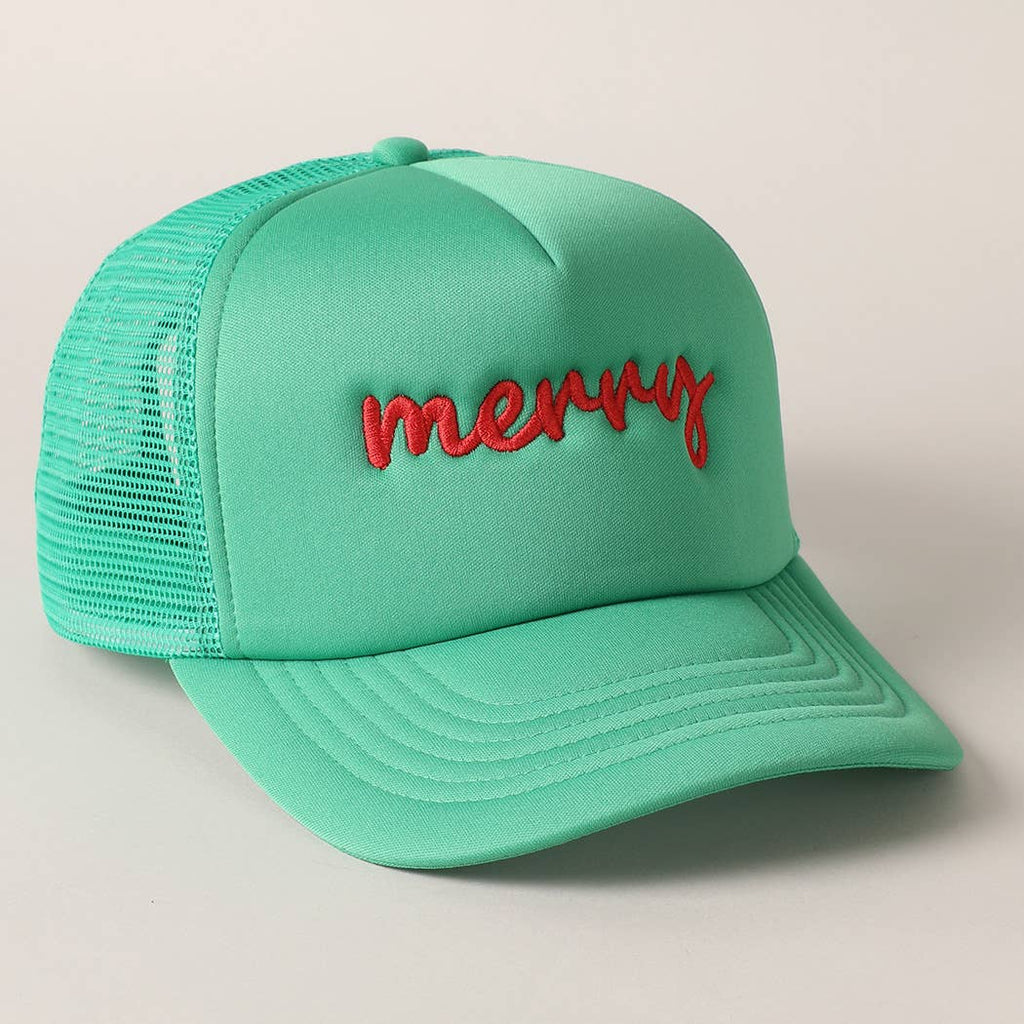 Fashion City Merry  Embroidery Mesh Back Trucker Hat