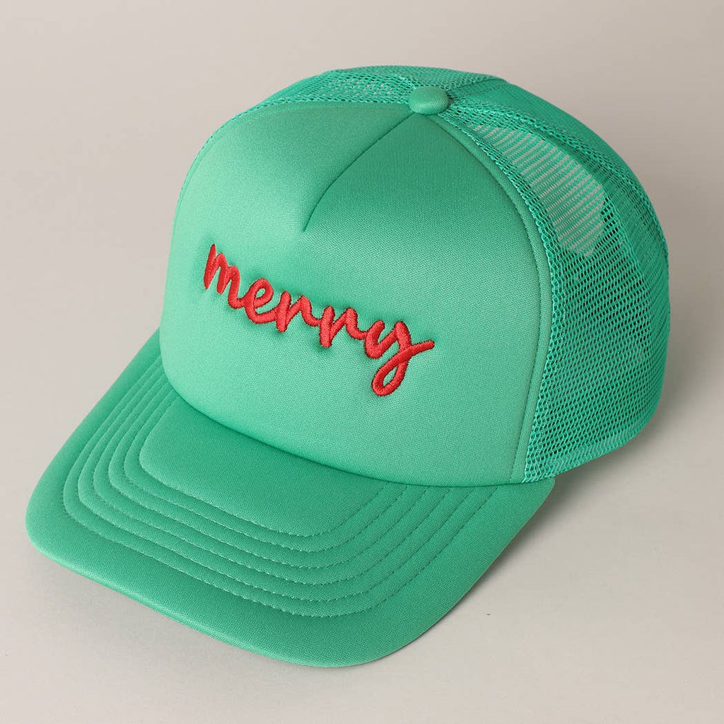 Fashion City Merry  Embroidery Mesh Back Trucker Hat