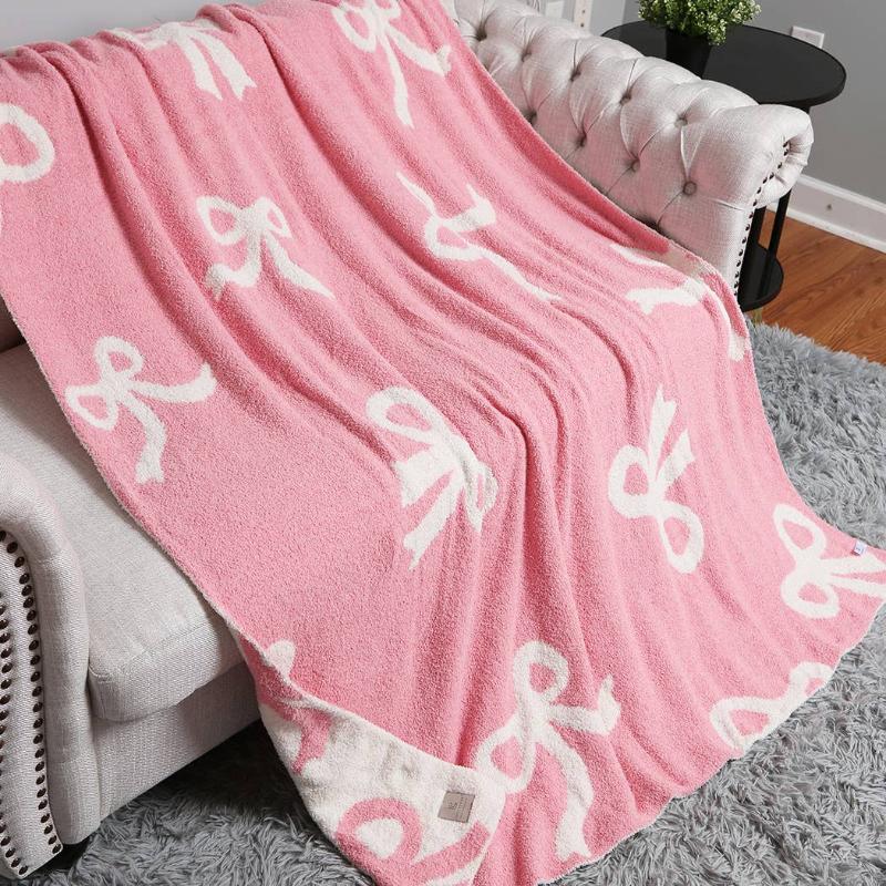 Fashion City ONE SIZE / Pink Bow Printed Cozy Soft Throw Blanket